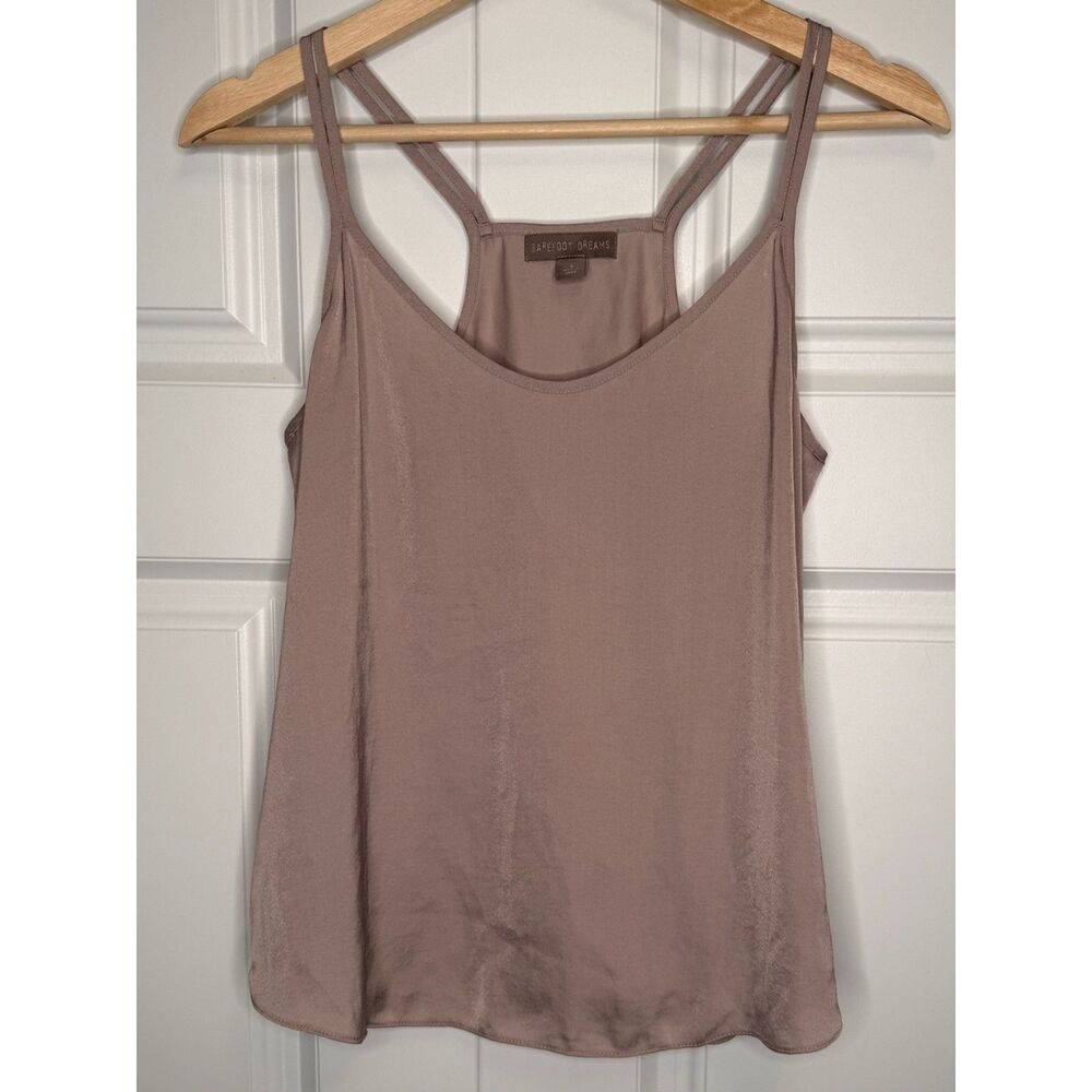 Barefoot Dreams Satin Racerback Cami Tank Top Women's Small Blush Taupe